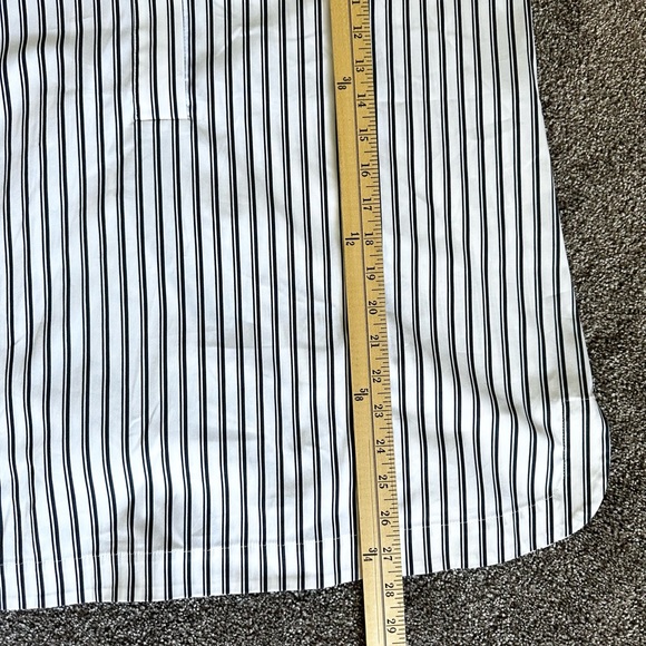 chico’s Blue White striped 1/4 button up shirt ruffle sleeves Size 2 US 12/L - Picture 6 of 9